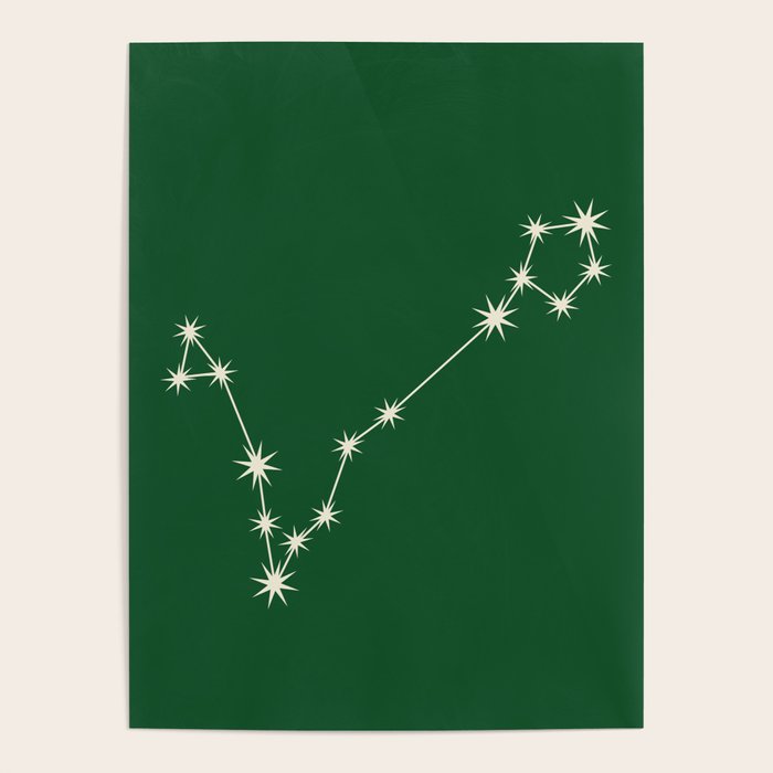 Pisces Zodiac Star Constellation Line Art Green Poster Gallery Image 4