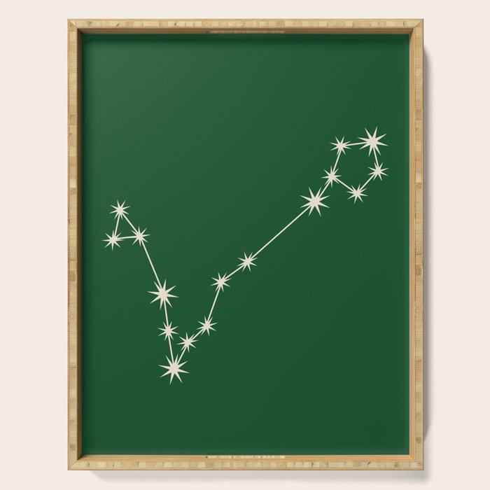 Pisces Zodiac Star Constellation Line Art Green Serving Tray Gallery Image 1