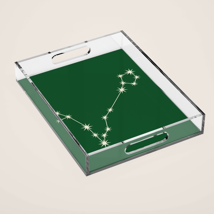 Pisces Zodiac Star Constellation Line Art Green Acrylic Tray Gallery Image 1
