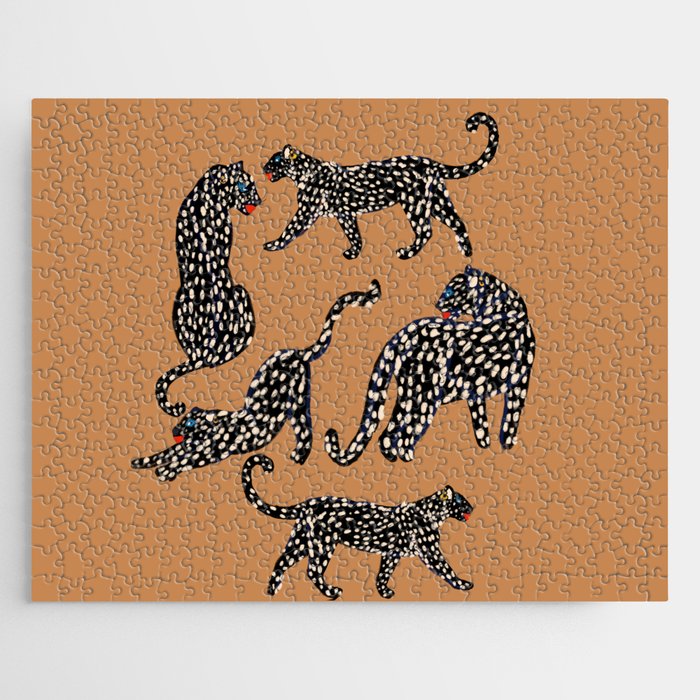 Black cheetah in sundial brown background  Jigsaw Puzzle Gallery Image 1