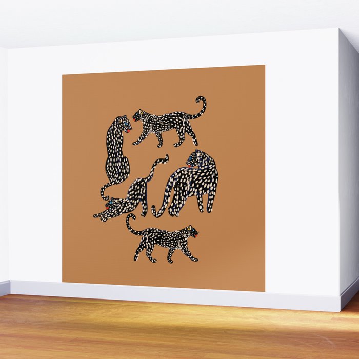 Black cheetah in sundial brown background  Wall Mural Gallery Image 2