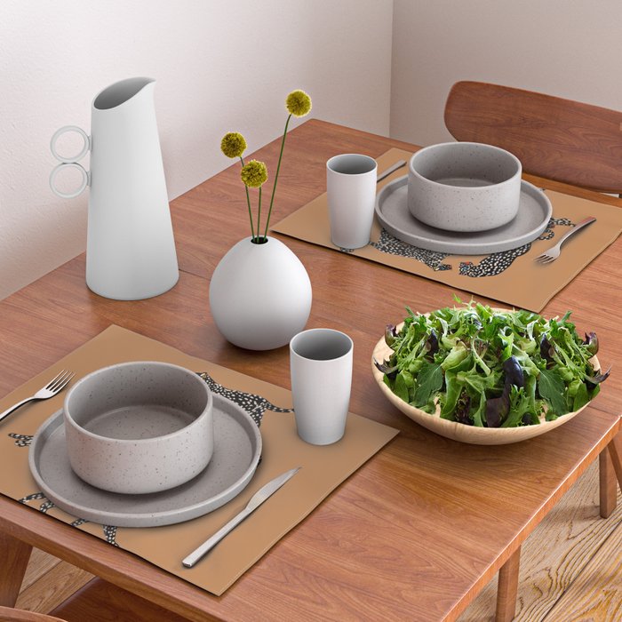 Black cheetah in sundial brown background  Placemat Gallery Image 2