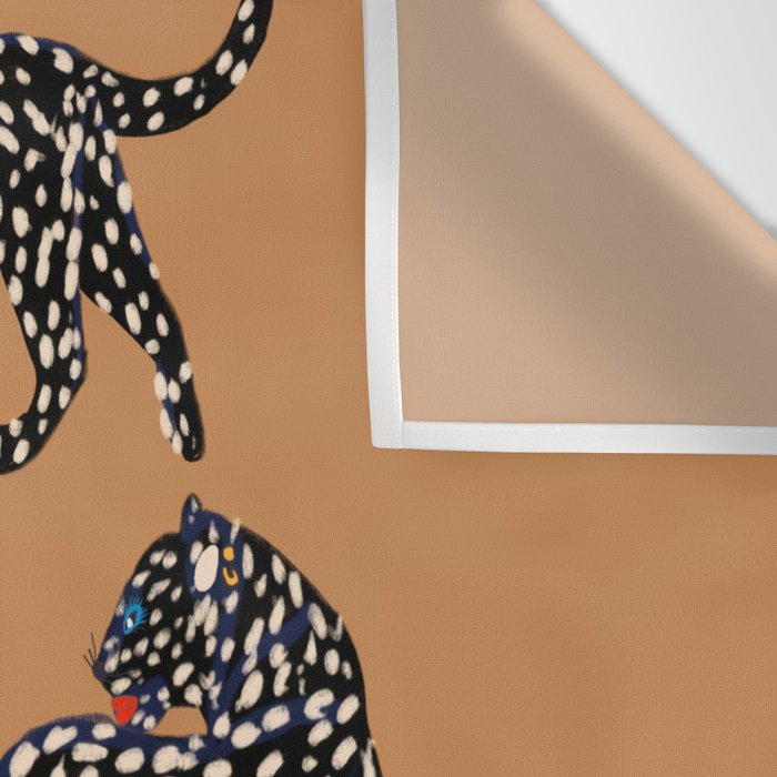 Black cheetah in sundial brown background  Wall Tapestry Gallery Image 3
