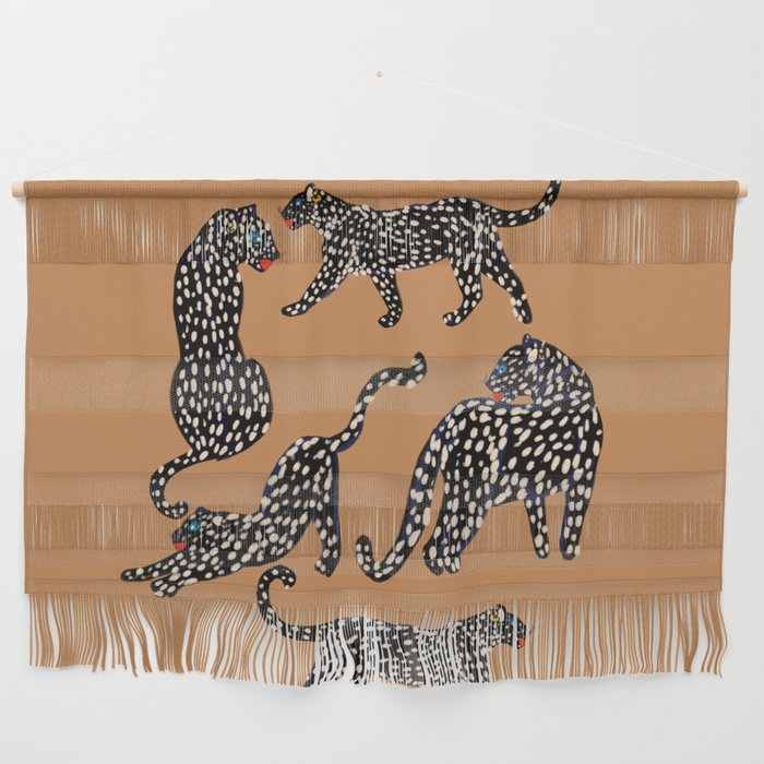 Black cheetah in sundial brown background  Wall Hanging Gallery Image 1