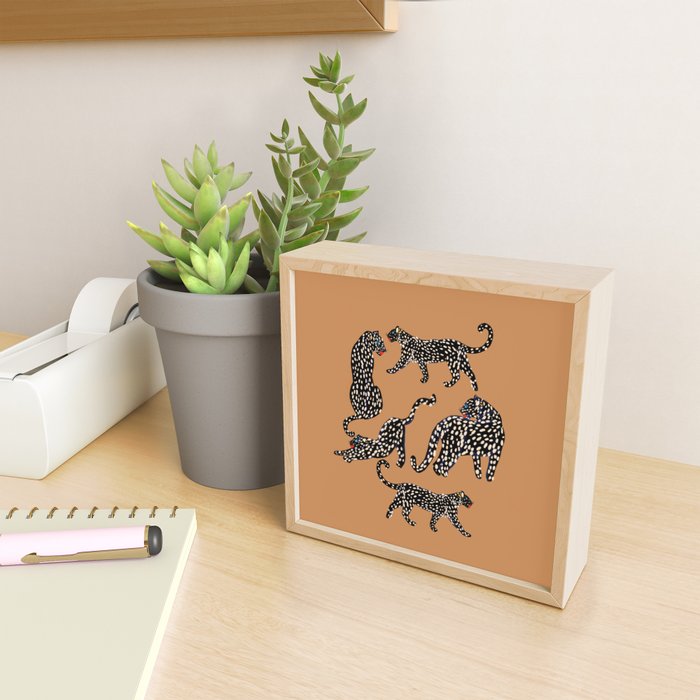 Black cheetah in sundial brown background  Mini Art Print Gallery Image 2