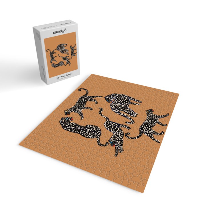 Black cheetah in sundial brown background  Jigsaw Puzzle Gallery Image 2
