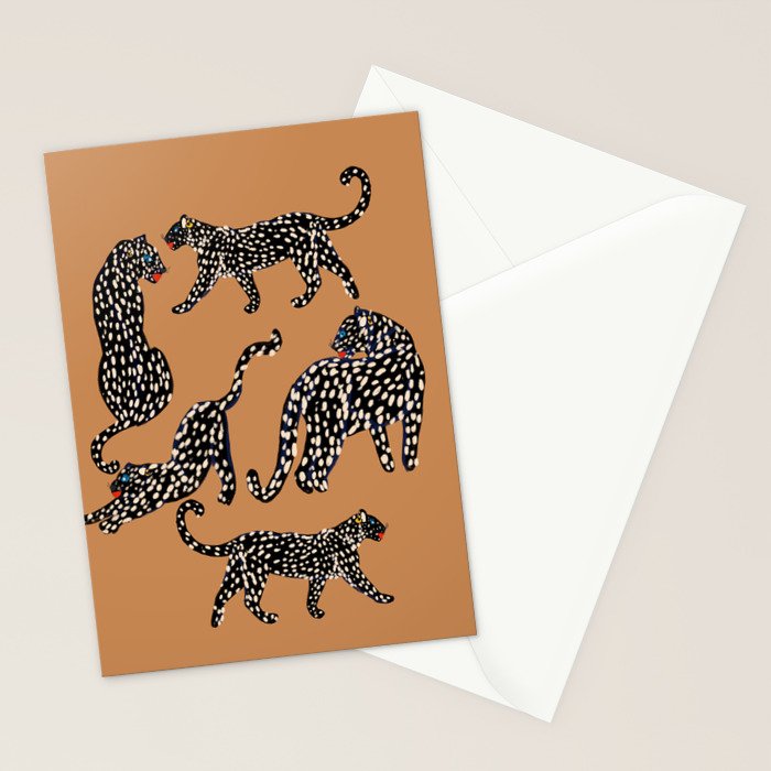 Black cheetah in sundial brown background  Stationery Card Gallery Image 2