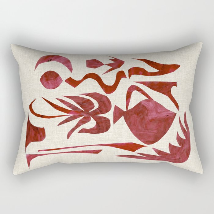 Crimson Dream In Cream Rectangular Pillow Gallery Image 2