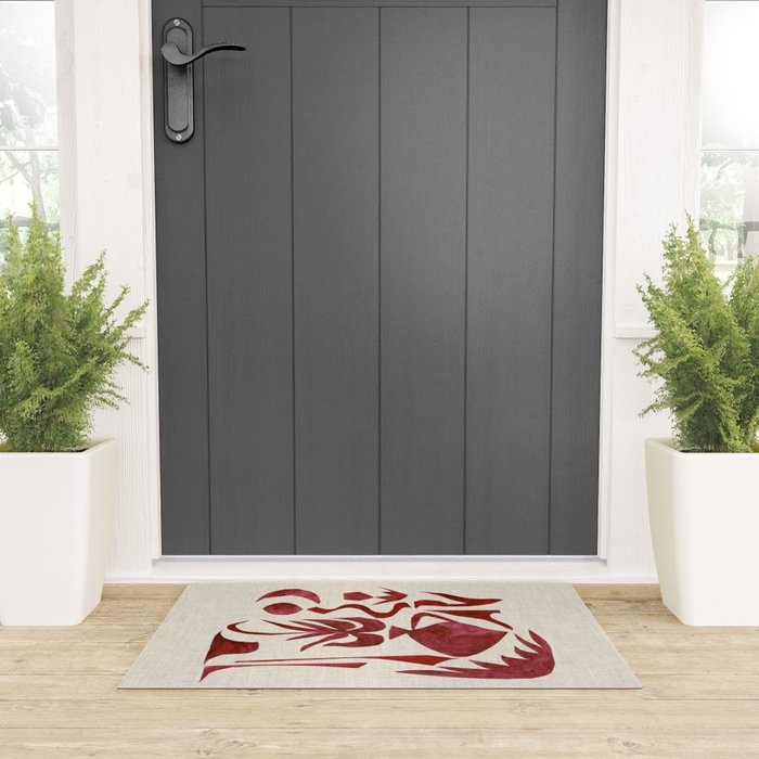 Crimson Dream In Cream Welcome Mat Gallery Image 3