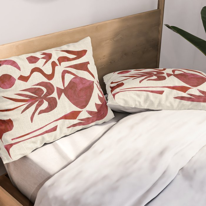 Crimson Dream In Cream Pillow Sham Gallery Image 2
