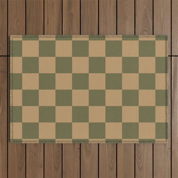 Wheatberry x Shaded Lichen Mixed Checker Outdoor Rug Gallery Image 1