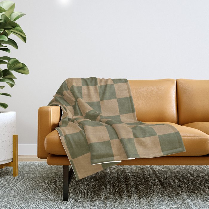 Wheatberry x Shaded Lichen Mixed Checker Throw Blanket Gallery Image 1