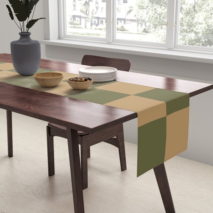 Wheatberry x Shaded Lichen Mixed Checker Table Runner Gallery Image 2