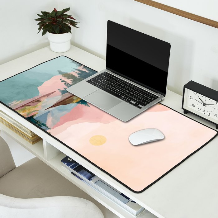 Pastel Mountain Lake Desk Mat Gallery Image 2