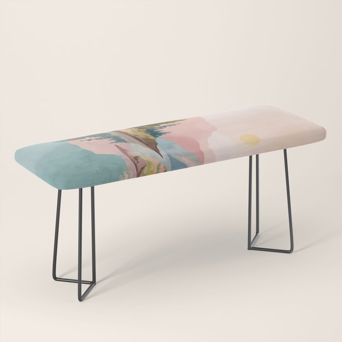 Pastel Mountain Lake Bench Gallery Image 1