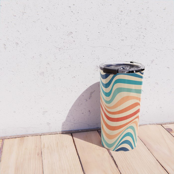 Retro 70s Color Palette | Optical Wave Illusion Travel Mug Gallery Image 4