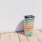 Retro 70s Color Palette | Optical Wave Illusion Travel Mug Gallery Image 4