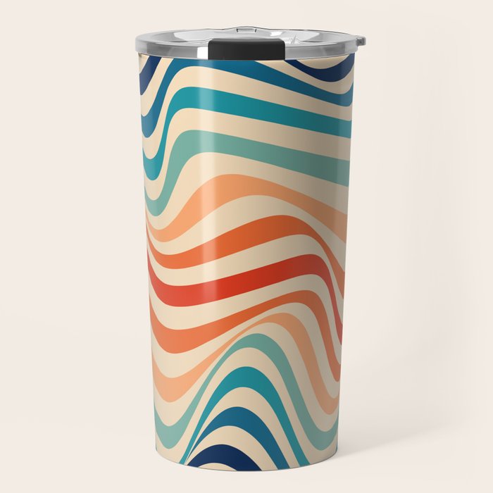 Retro 70s Color Palette | Optical Wave Illusion Travel Mug Gallery Image 1