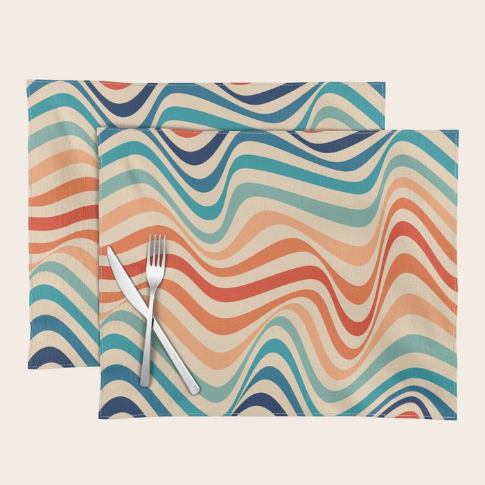 Retro 70s Color Palette | Optical Wave Illusion Placemat Gallery Image 1