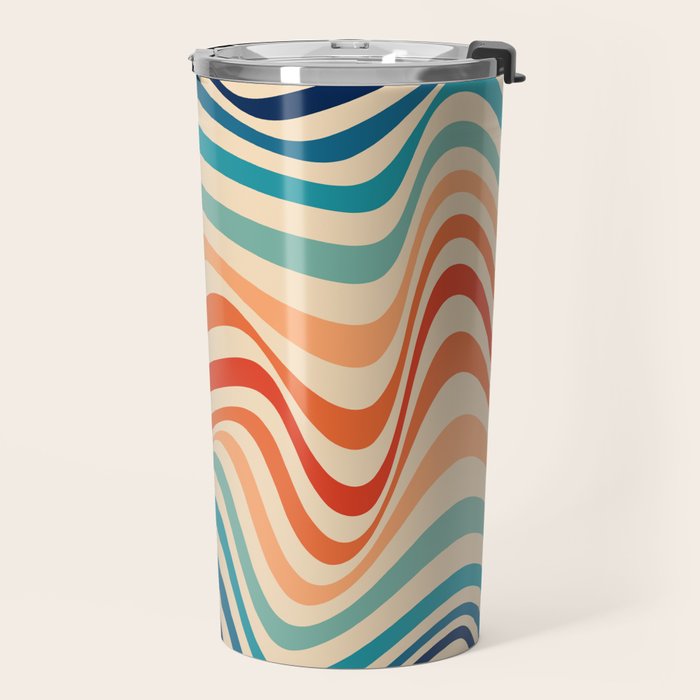 Retro 70s Color Palette | Optical Wave Illusion Travel Mug Gallery Image 2