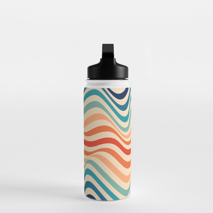 Retro 70s Color Palette | Optical Wave Illusion Water Bottle Gallery Image 3
