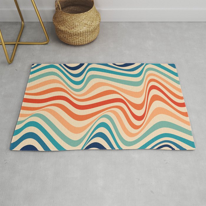 Retro 70s Color Palette | Optical Wave Illusion Rug Gallery Image 1