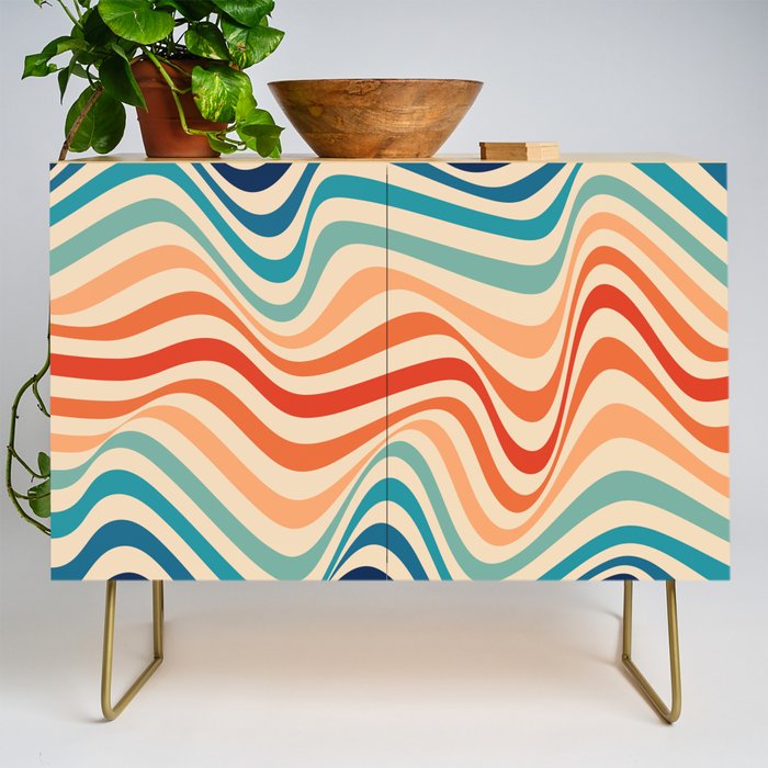 Retro 70s Color Palette | Optical Wave Illusion Credenza Gallery Image 1