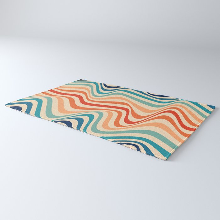 Retro 70s Color Palette | Optical Wave Illusion Rug Gallery Image 3