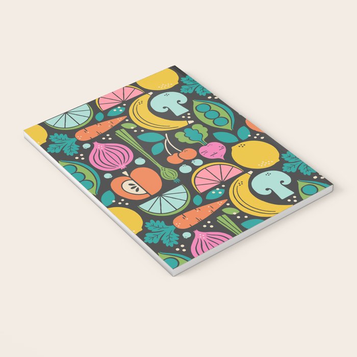 Fruit and Veggies 2025 Calendar - Muli-color on black Notebook Gallery Image 3