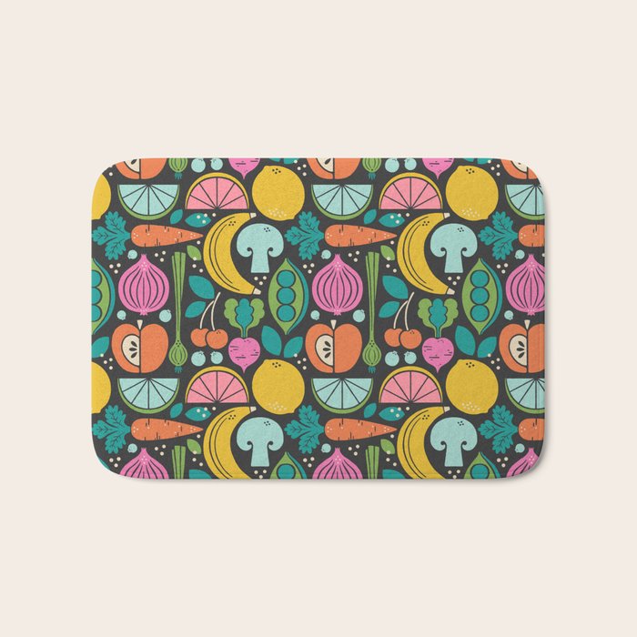 Fruit and Veggies 2025 Calendar - Muli-color on black Bath Mat Gallery Image 1