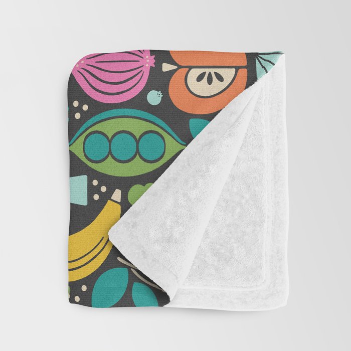 Fruit and Veggies 2025 Calendar - Muli-color on black Throw Blanket Gallery Image 3