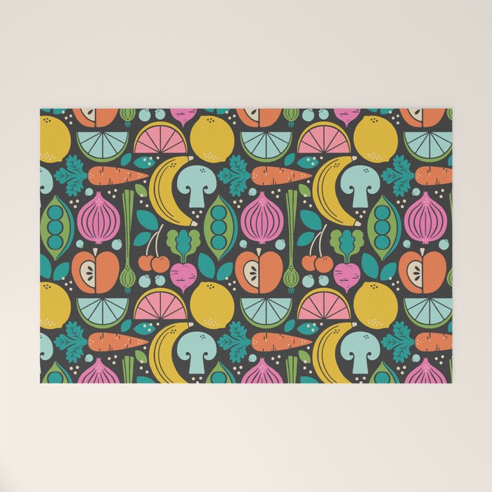 Fruit and Veggies 2025 Calendar - Muli-color on black Welcome Mat Gallery Image 1