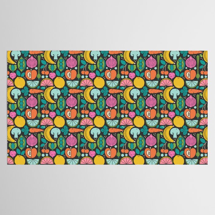 Fruit and Veggies 2025 Calendar - Muli-color on black Tablecloth Gallery Image 2