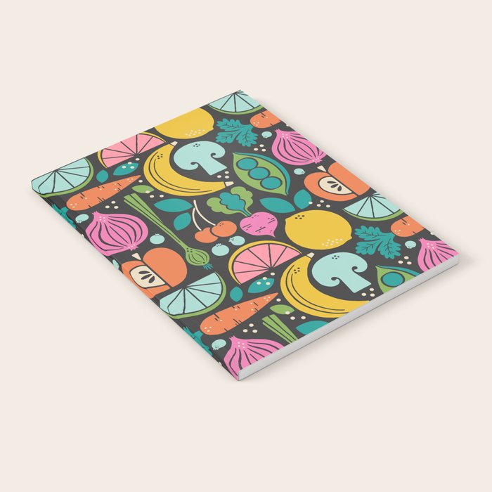 Fruit and Veggies 2025 Calendar - Muli-color on black Notebook Gallery Image 2