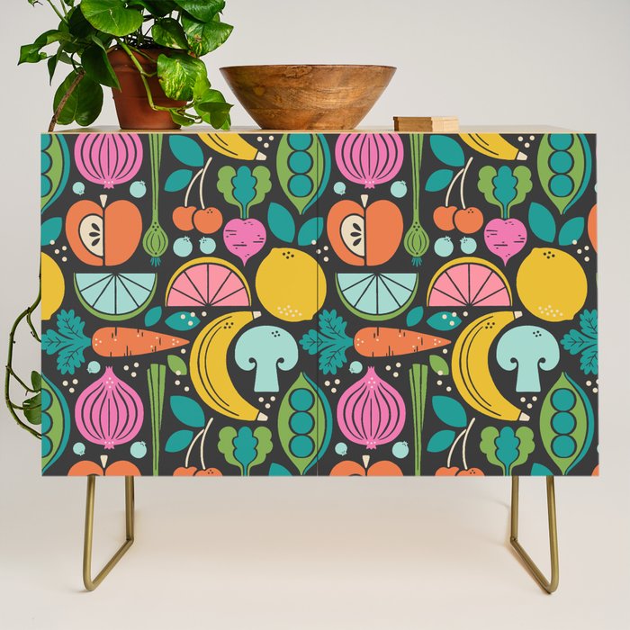 Fruit and Veggies 2025 Calendar - Muli-color on black Credenza Gallery Image 1