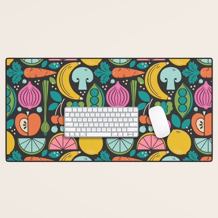 Fruit and Veggies 2025 Calendar - Muli-color on black Desk Mat Gallery Image 1