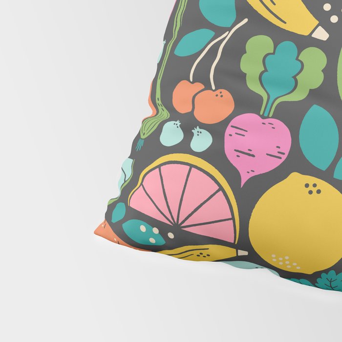 Fruit and Veggies 2025 Calendar - Muli-color on black Pillow Sham Gallery Image 4