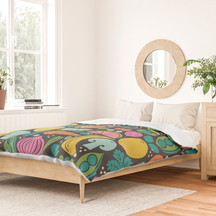 Fruit and Veggies 2025 Calendar - Muli-color on black Duvet Cover Gallery Image 2