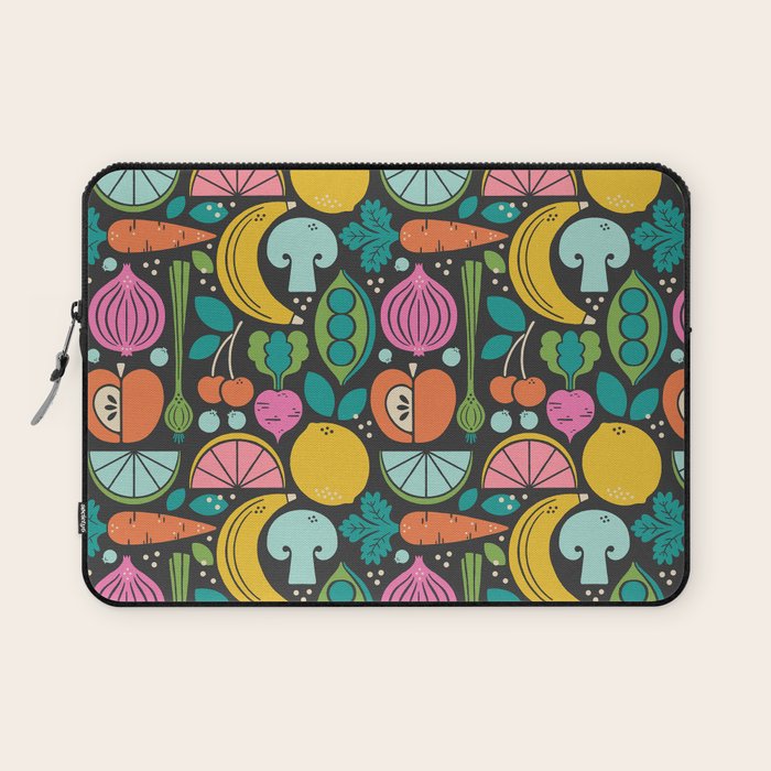 Fruit and Veggies 2025 Calendar - Muli-color on black Laptop Sleeve Gallery Image 1