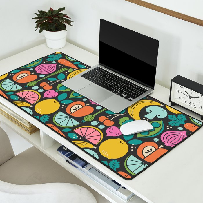 Fruit and Veggies 2025 Calendar - Muli-color on black Desk Mat Gallery Image 2