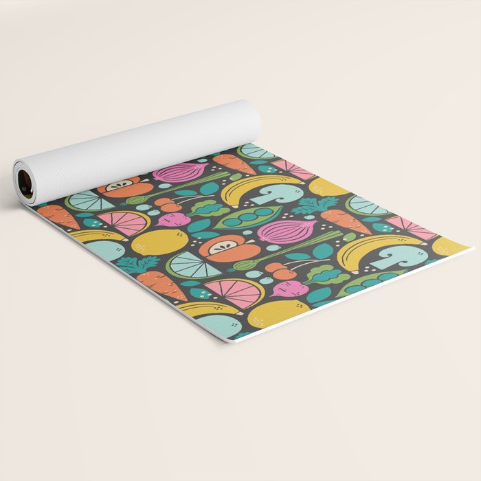 Fruit and Veggies 2025 Calendar - Muli-color on black Yoga Mat Gallery Image 2