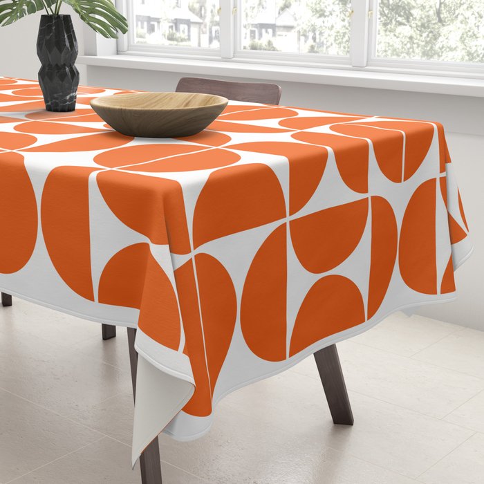 Mid Century Modern Geometric 04 Orange Tablecloth Gallery Image 3