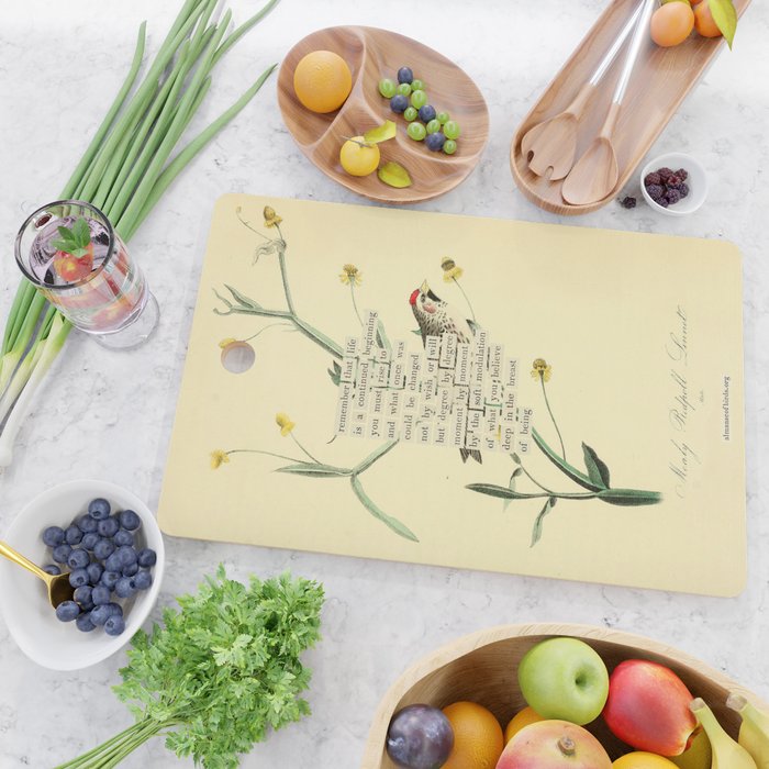 Bird Divinations: Mealy Redpole Linnet (about: almanacofbirds.org) Cutting Board Gallery Image 2
