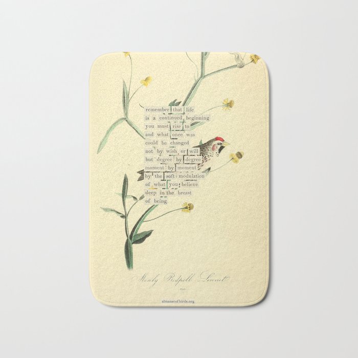 Bird Divinations: Mealy Redpole Linnet (about: almanacofbirds.org) Bath Mat Gallery Image 1