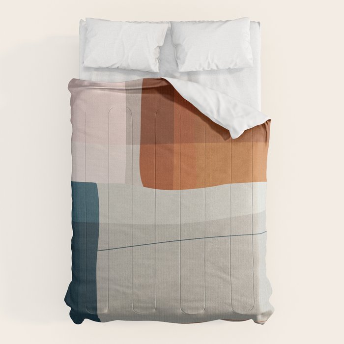Burnt Orange Navy Abstract Shapes Comforter Gallery Image 1