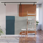 Burnt Orange Navy Abstract Shapes Wall Mural Gallery Image 1