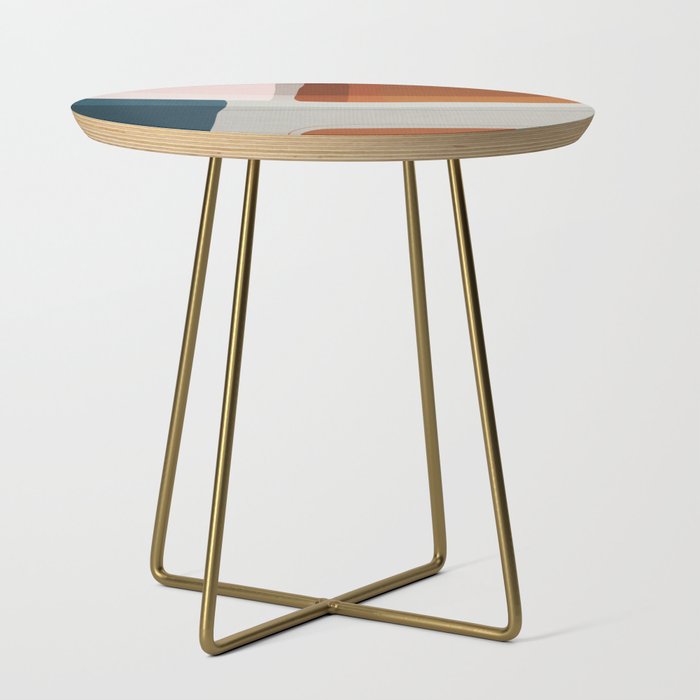 Burnt Orange Navy Abstract Shapes Side Table Gallery Image 1