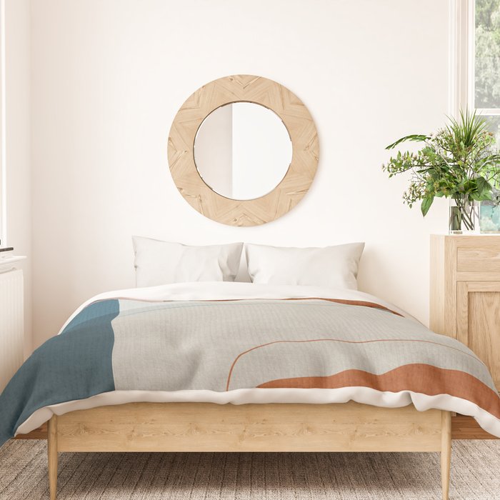 Burnt Orange Navy Abstract Shapes Duvet Cover Gallery Image 3