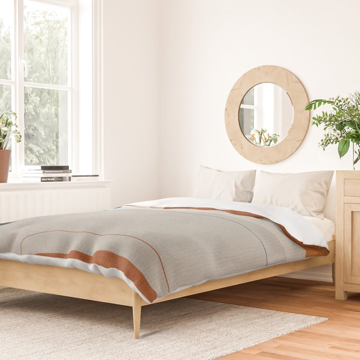 Burnt Orange Navy Abstract Shapes Duvet Cover Gallery Image 2