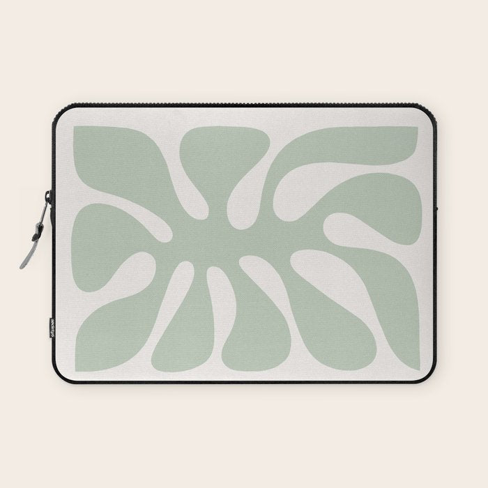 Minimal Abstract Matisse Monstera Pastel Sage Green 1/2 Laptop Sleeve Gallery Image 1